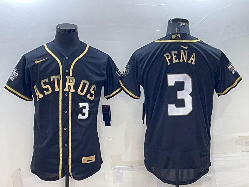 Men Houston Astros #3 Pena Black Gold Elite Nike 2022 MLB Jerseys->houston astros->MLB Jersey